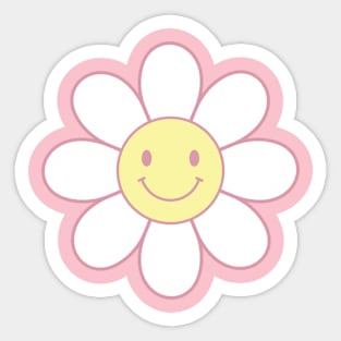 Flower Smiles White Pink Yellow Sticker